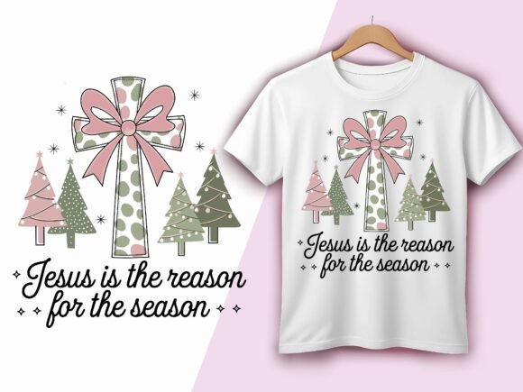 Jesus is the Reason Christmas Cross Graphics & T-Shirt Designs