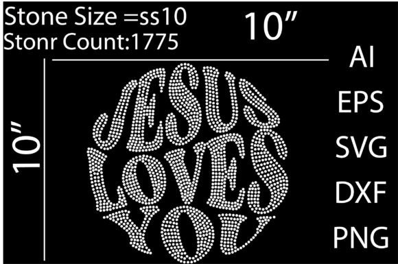 Printable Jesus Loves You Rhinestone T Graphics