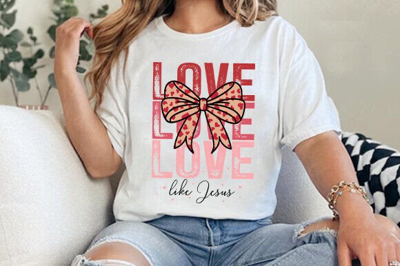 Retro Love Like Jesus Coquette Graphics & T-Shirt Designs