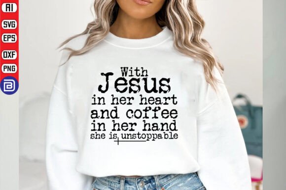 With Jesus in Her Heart SVG: Graphics & T-Shirt Designs